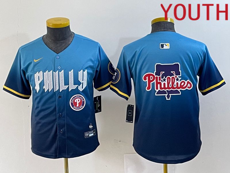 Youth Philadelphia Phillies Blank Blue City Edition Nike 2024 MLB Jersey style 4->->Youth Jersey